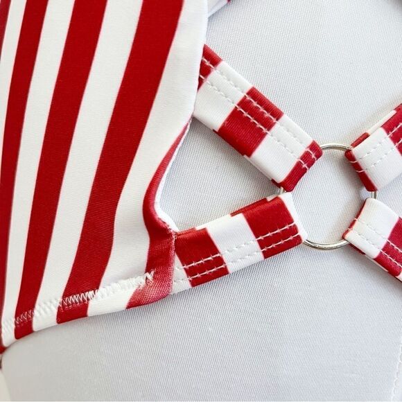 Patriotic USA American Flag Stars and Stripes Lattice One Piece Swimsuit - Picture 11 of 16